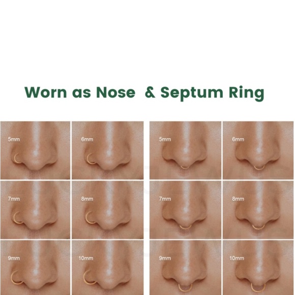 Nose Hoop Ring 925 Sterling Silver 10mm, 9mm, 8mm, 7mm, 6mm - Picture 7 of 7